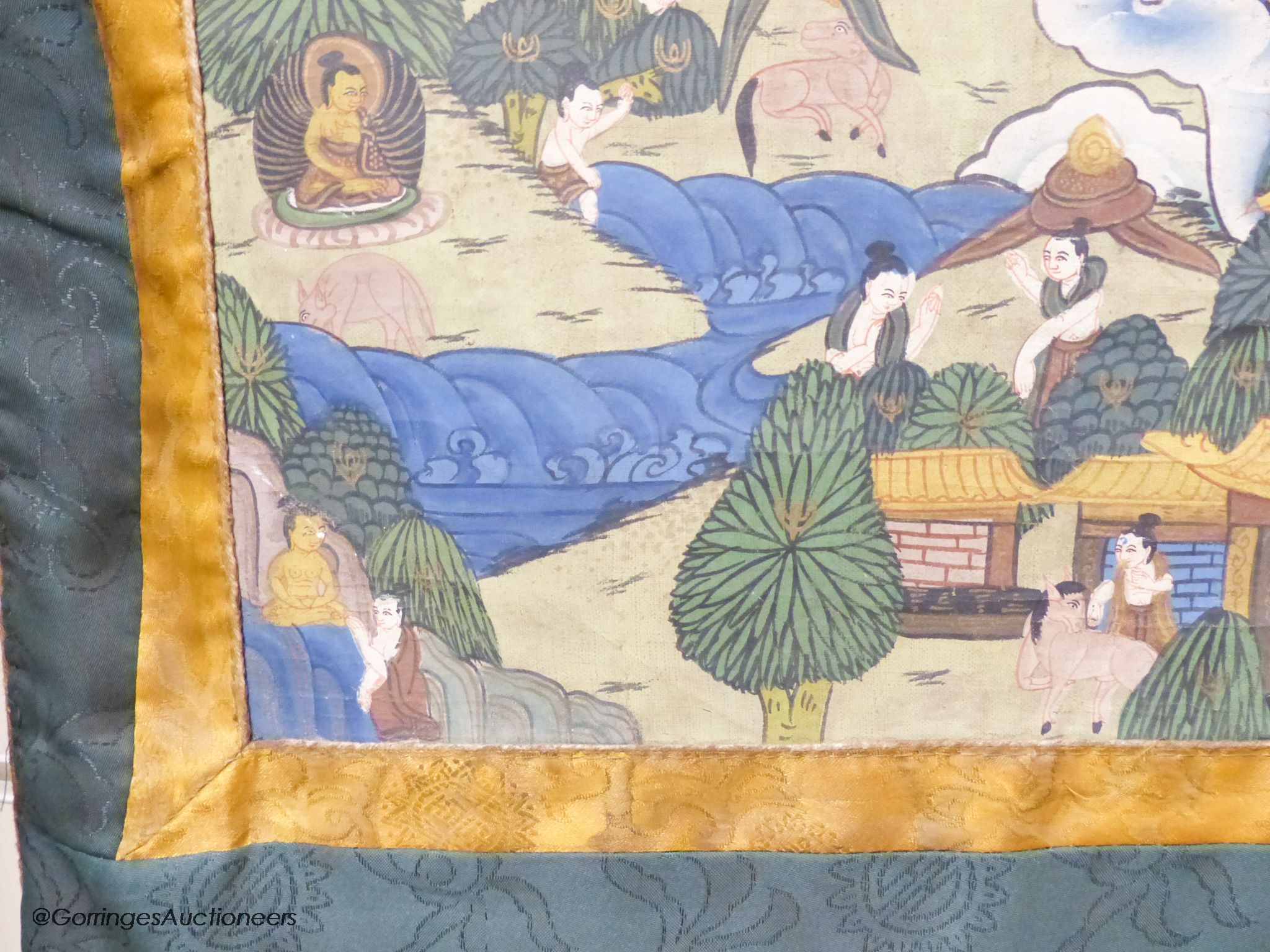 A thangka, 82 x 57cm excluding green backing cloth
